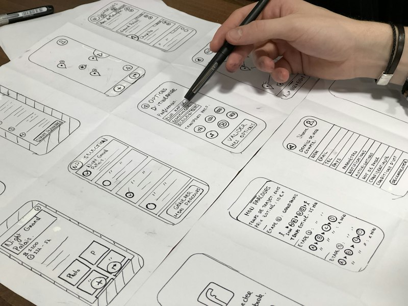Designer sketching a product wireframe